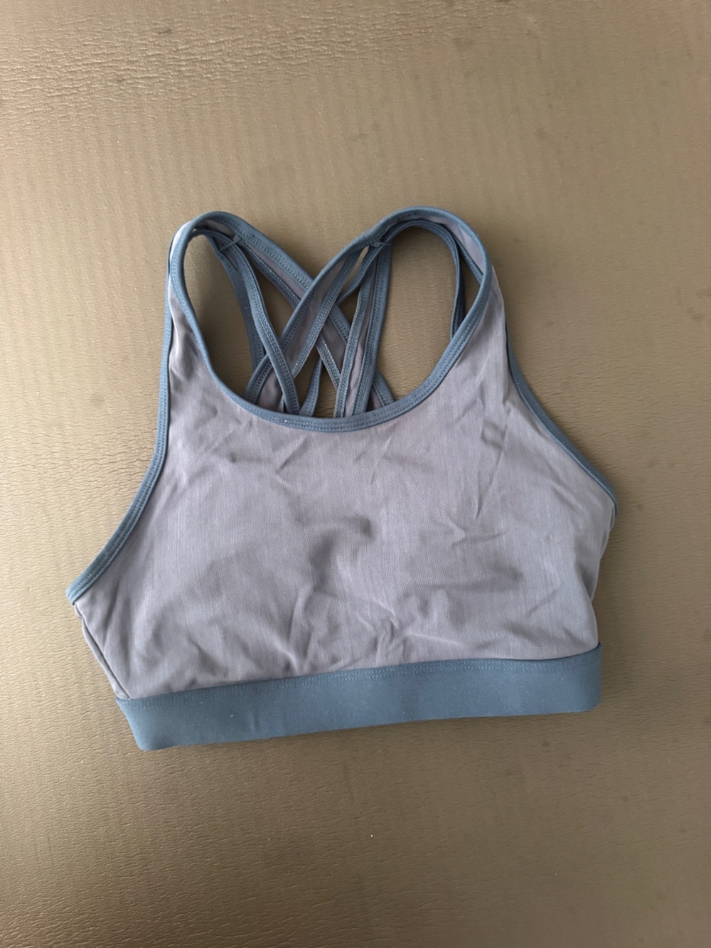 Fabletics blue mesh Sports Bra with Blue Trim